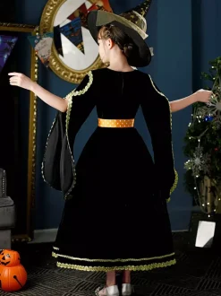 Polyester Fiber Tea Party Long Sleeves Polyester Dress Gothic Black Kids' Lolita Dresses