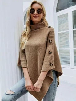 Poncho For Women High Collar Cape Spring Outerwear