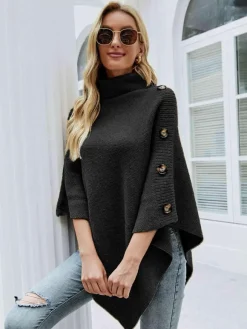 Poncho For Women High Collar Cape Spring Outerwear
