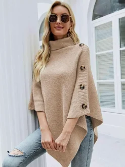 Poncho For Women High Collar Cape Spring Outerwear