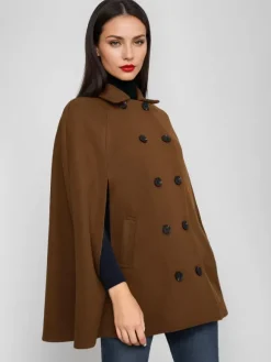 Poncho Double Breasted Woolen Cape Outerwear For Women 2026