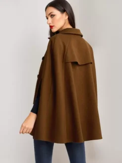 Poncho Double Breasted Woolen Cape Outerwear For Women 2026