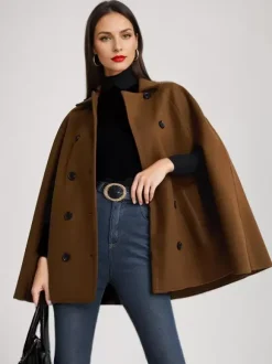 Poncho Double Breasted Woolen Cape Outerwear For Women 2026