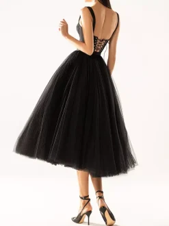 Pretty With Homecoming Dress Tea-Length Ball Gown Strapless Tiered