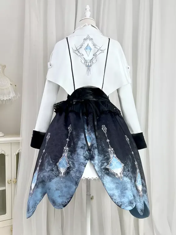 Prince Lolita Set Sleeveless Dress And Long Sleeve Cape And Detachable Train Skirt Three-Piece Set Elegant Knight Ouji Lolita Costume