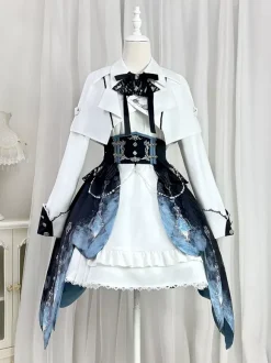 Prince Lolita Set Sleeveless Dress And Long Sleeve Cape And Detachable Train Skirt Three-Piece Set Elegant Knight Ouji Lolita Costume