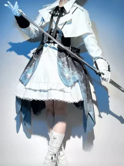 Prince Lolita Set Sleeveless Dress And Long Sleeve Cape And Detachable Train Skirt Three-Piece Set Elegant Knight Ouji Lolita Costume