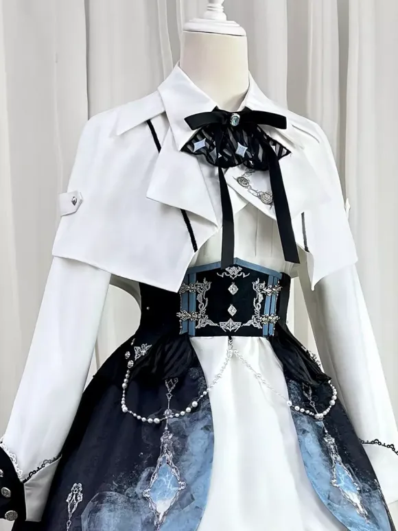 Prince Lolita Set Sleeveless Dress And Long Sleeve Cape And Detachable Train Skirt Three-Piece Set Elegant Knight Ouji Lolita Costume