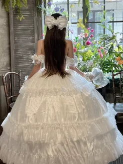 Princess Fairy Lolita Wedding Dress Strapless Floor-Lengh Multi Layers Flower Lolita Dress