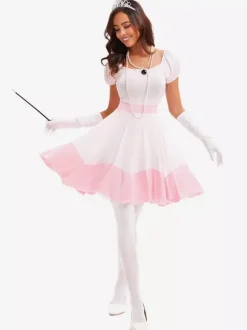 Princess Costumes Pink Color Block Elegant Headwear Gloves Sets
