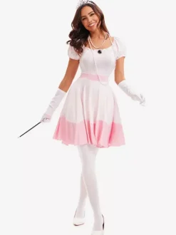 Princess Costumes Pink Color Block Elegant Headwear Gloves Sets
