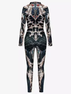 Printed Bodysuit Stretchy Full-Length Catsuit Funny Tight Costume For Cosplay