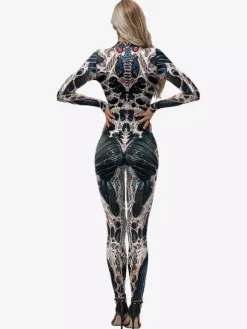 Printed Bodysuit Stretchy Full-Length Catsuit Funny Tight Costume For Cosplay