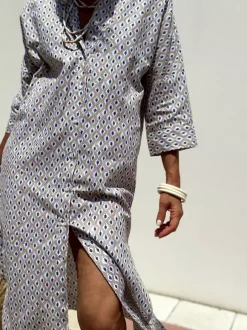 Printed Shirt Dress For Women - Casual Collared Button Down Tie Waist Midi Kaftan - Summer Beach Resort 2026