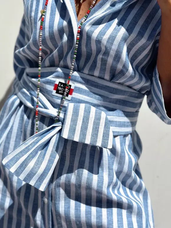 Printed Shirt Dress For Women - Casual Collared Button Down Tie Waist Midi Kaftan - Summer Beach Resort 2026