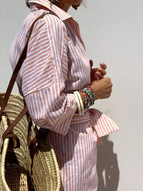 Printed Shirt Dress For Women - Casual Collared Button Down Tie Waist Midi Kaftan - Summer Beach Resort 2026