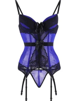 Printed Hook And Eye Sexy Red Lace Women Bustier