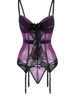 Printed Hook And Eye Sexy Red Lace Women Bustier