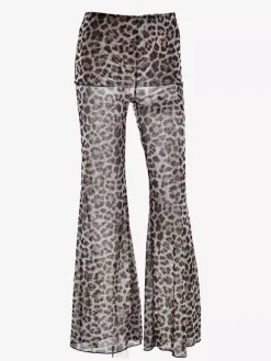 Printed Sheer Flared Pants For Women 2026