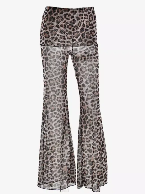 Printed Sheer Flared Pants For Women 2026
