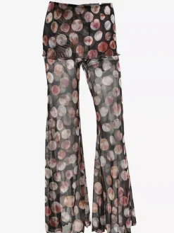 Printed Sheer Flared Pants For Women 2026