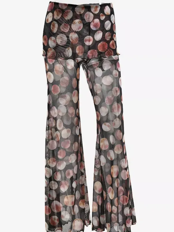 Printed Sheer Flared Pants For Women 2026