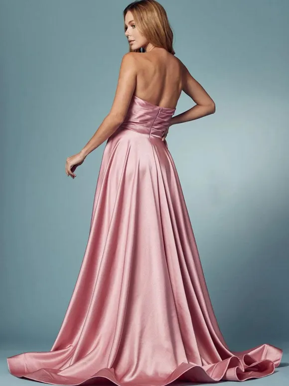 Prom Dress 2026 A-Line Sweetheart Neck Satin Sleeveless Pockets Party Dresses
