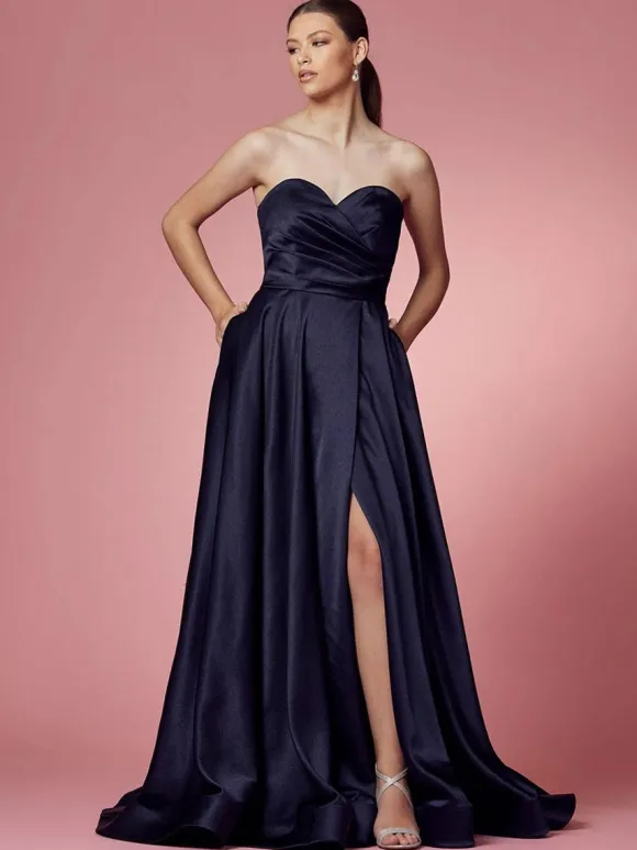 Prom Dress 2026 A-Line Sweetheart Neck Satin Sleeveless Pockets Party Dresses
