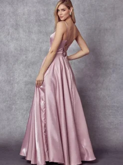 Prom Dress 2026 Elastic Silk Like Satin V-Neck A-Line Sleeveless Pockets Wedding Guest Dresses
