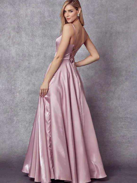 Prom Dress 2026 Elastic Silk Like Satin V-Neck A-Line Sleeveless Pockets Wedding Guest Dresses