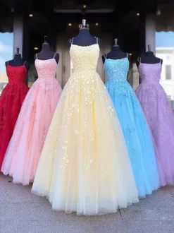 Prom Dress 2026 Lavender A-Line V-Neck Sleeveless Lace-Up Backless Criss-Cross Long Lace Party Dresses Wedding Guest Dresses Free Customization