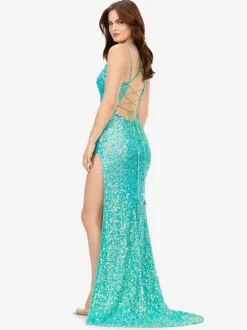 Prom Dress 2026 Mermaid Sweetheart Neck Sequined Sleeveless Split Front Pageant Dresses Free Customization