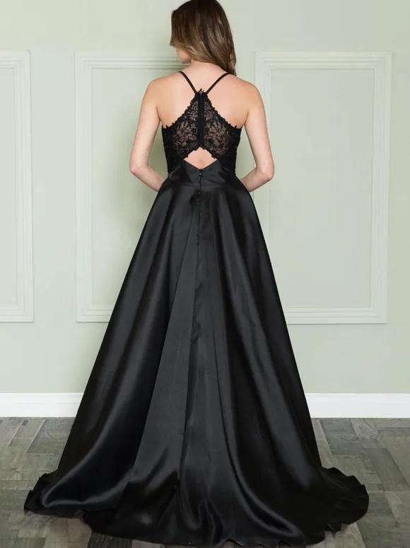 Prom Dress 2026 Satin V-Neck A-Line Sleeveless Lace Wedding Guest Dresses
