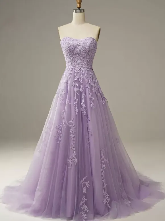 Prom Dress A-Line Sweetheart Neck Sleeveless Lace Wedding Guest Dresses Free Customization