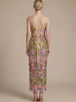 Prom Dress Evening Dress Ball Gown Strapless Tulle Ankle-Length Flowers Social Pageant Dresses