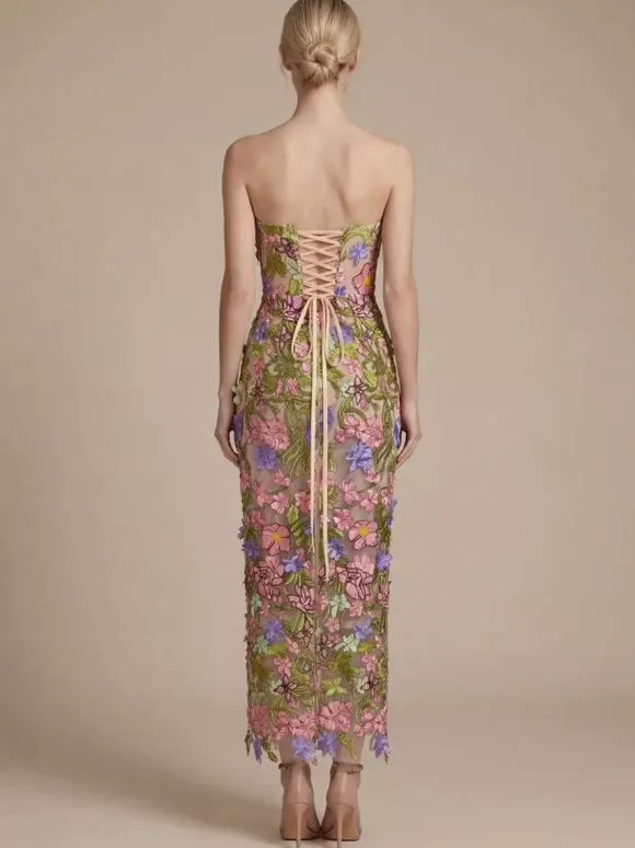 Prom Dress Evening Dress Ball Gown Strapless Tulle Ankle-Length Flowers Social Pageant Dresses