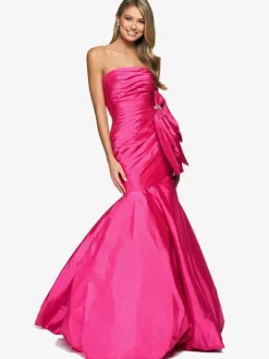 Prom Dress Mermaid Strapless Taffeta Floor-Length Pleated Formal Evening Dresses