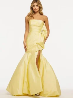 Prom Dress Mermaid Strapless Taffeta Floor-Length Pleated Formal Evening Dresses