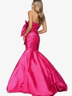 Prom Dress Mermaid Strapless Taffeta Floor-Length Pleated Formal Evening Dresses