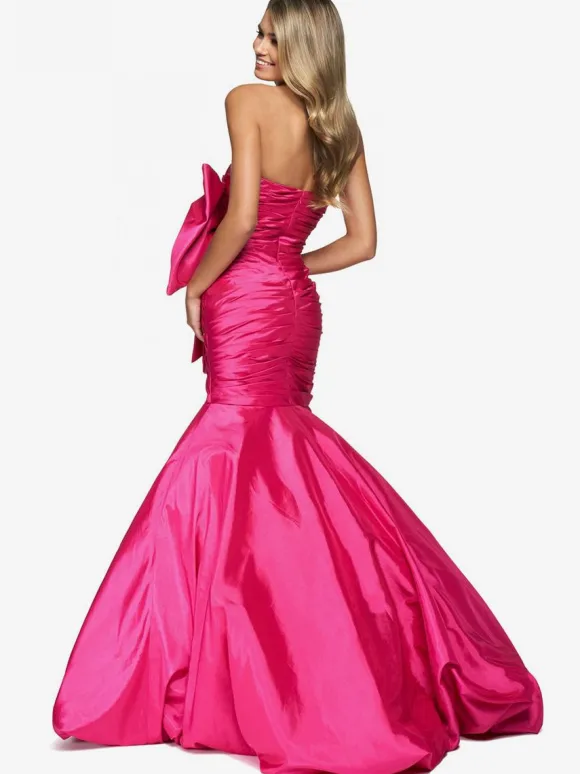 Prom Dress Mermaid Strapless Taffeta Floor-Length Pleated Formal Evening Dresses