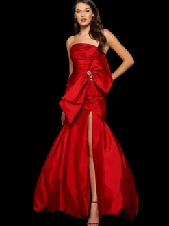 Prom Dress Mermaid Strapless Taffeta Floor-Length Pleated Formal Evening Dresses