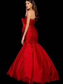 Prom Dress Mermaid Strapless Taffeta Floor-Length Pleated Formal Evening Dresses