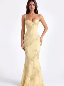 Prom Dress Mermaid Sweetheart Neck Sleeveless Lace-up Flowers Lace Formal Party Dresses