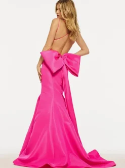 Prom Dress Mermaid V-Neck Taffeta Sweep Bows Formal Evening Dresses