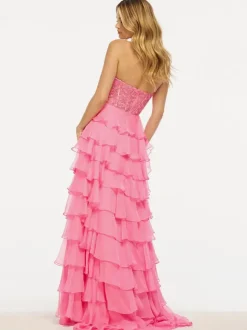 Prom Dress Satin Fabric High Collar Sleeveless Pleated Party Dresses