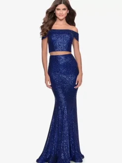 Prom Dress Sequined Bateau Neck Mermaid Sleeveless Pageant Dresses