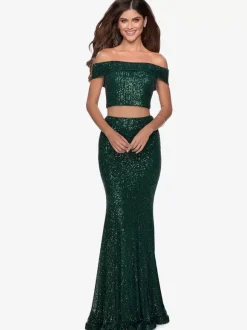 Prom Dress Sequined Bateau Neck Mermaid Sleeveless Pageant Dresses