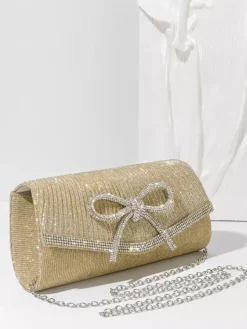Prom Banquet Daily Pleated Fabric Detachable Chain Shoulder Hand Purse