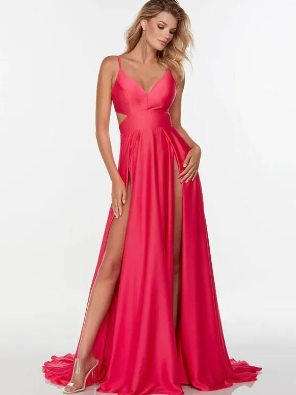 Prom Dress 2026 A-Line V-Neck Elastic Silk Like Satin Sleeveless Split Front Pageant Dresses Free Customization
