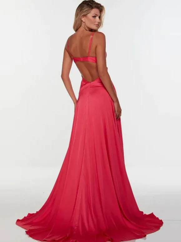Prom Dress 2026 A-Line V-Neck Elastic Silk Like Satin Sleeveless Split Front Pageant Dresses Free Customization